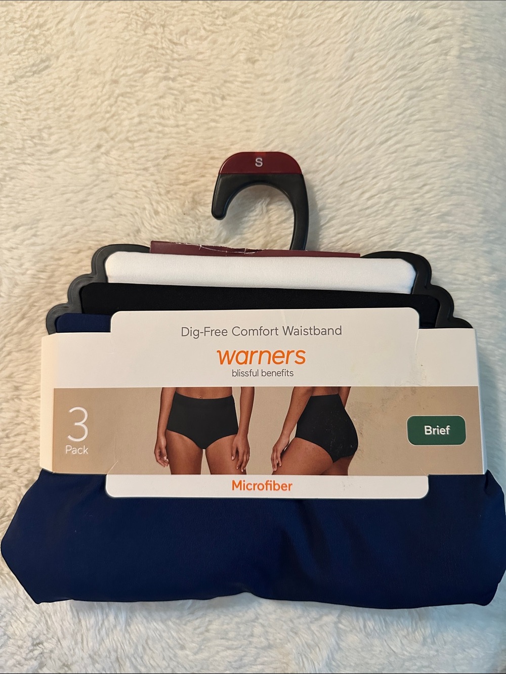 Warners Women's 3-Pack Microfiber Briefs - Navy, Black, White